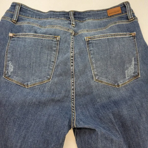 Judy Blue Relaxed Fit Jeans Women 18W Blue Medium Wash Distressed Denim - Picture 4 of 11